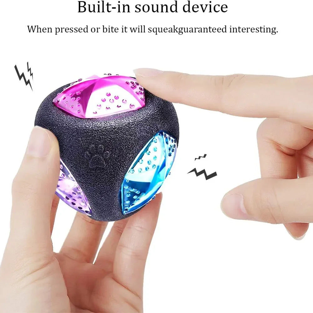 Interactive Dog Toy Squeaky Flash LED Glow Balls Dog Chew Toys for Aggressive Chewers Puppy Pet Light Up Bounce Ball Toys