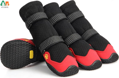 the PROTECTIVE PET PAWS - 4PCS Dog Shoes for Hot Pavement, Anti-Slip Dog Boots, Waterproof Dog Shoes for All Dogs, Reflective Straps Pet Dog Boots for Hiking