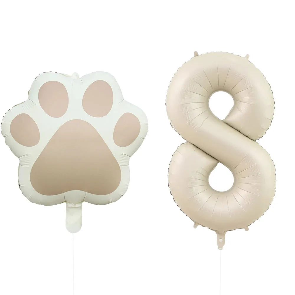 2 Pieces/Set Let us Pawty Big Dog Paws Aluminum Balloons 32 Inch Figure 1 2 3 4 Year Old Birthday Party Decoration Balloon Baby