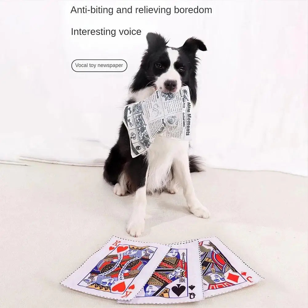Newspaper Dog Toys Simulation Newspaper Paper Playing Cards Rubbing Sound Small Medium Chew Dog Toys Bite Resistant Tissue