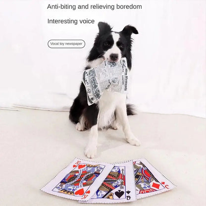 Newspaper Dog Toys Simulation Newspaper Paper Playing Cards Rubbing Sound Small Medium Chew Dog Toys Bite Resistant Tissue
