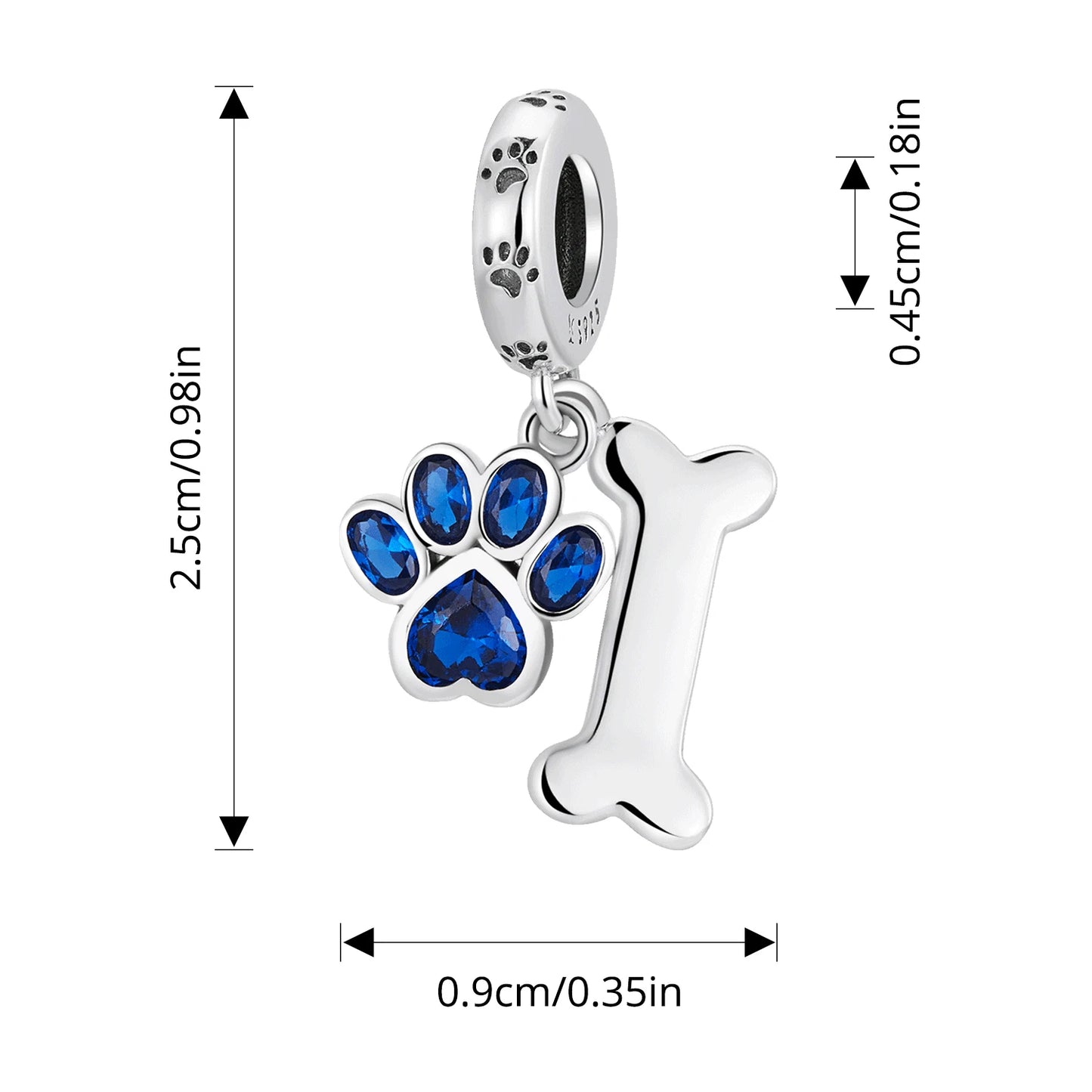 WOSTU 925 Sterling Silver Pet Dog Charm Pomeranian Pendant Yorkshire Terrier Locket Cute Original Fit for Women Bracelet DIY