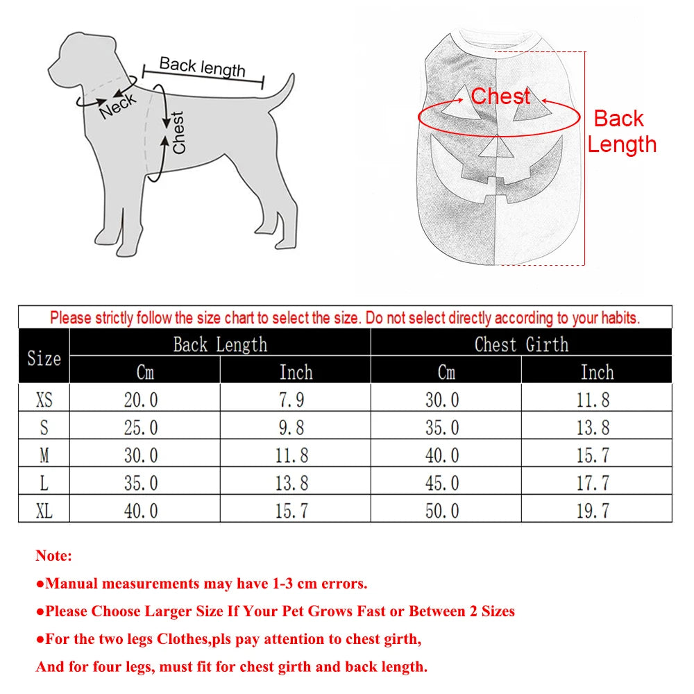 Dog Clothes For Small Medium Dogs Cats Halloween Pumpkin Paw Print Puppy Vest Coat Chihuahua Yorkies Costumes Pet Party Clothing