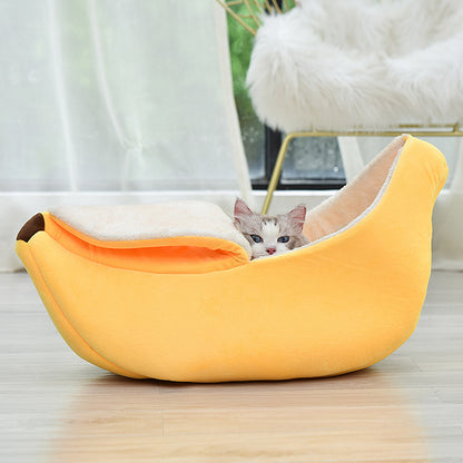 Creative Banana Cat Bed House Funny Cute Cozy Cat Mat Beds Warm Durable Portable Pet Basket Kennel Dog Cat Cushion