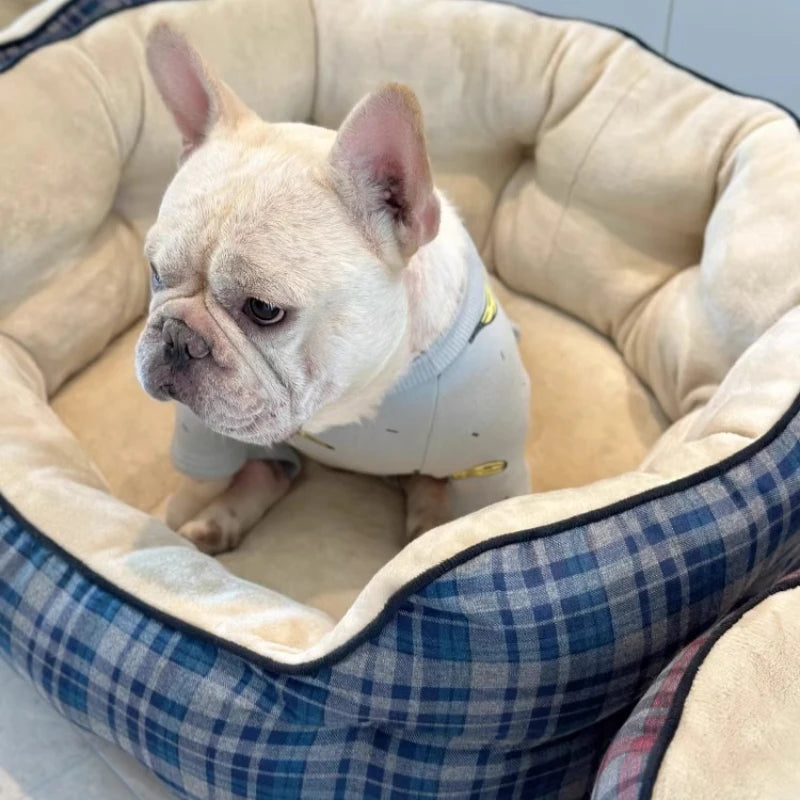 Deep Sleep Dog House High Back Warm Donut Bed for Small Medium Dogs Thick Plush Winter Bed for Teddy French Bulldog Puppies Cats