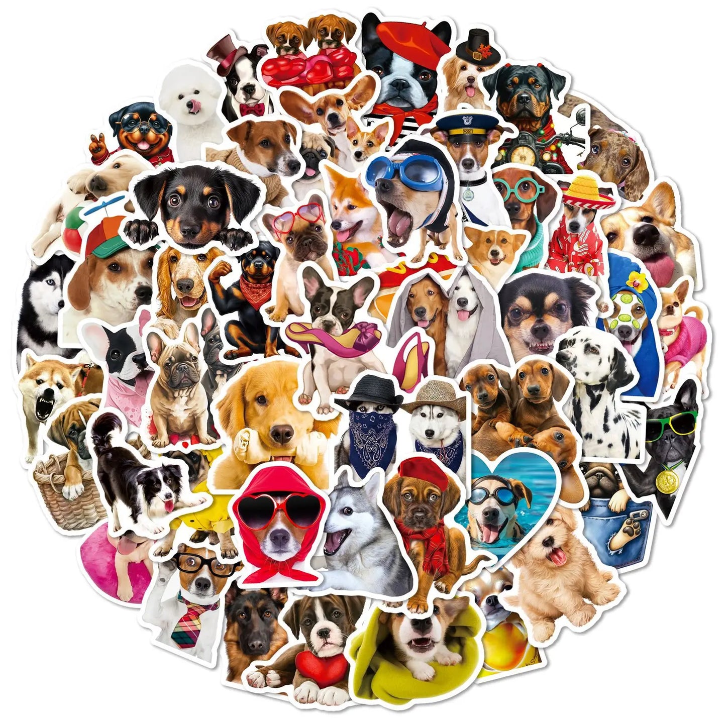 10/25/50pcs Lovely Realistic Dog Stickers Meme Decals for DIY Waterproof Phone Laptop Guitar Suitcase Car Skateboard Suitcase