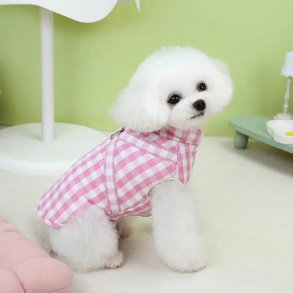 Warm Winter Pet Dog Clothes Plaid Parkas Dog Outdoor Coat Traction Pet Coat Vest Teddy Bear Small Dog Jackets Puppy Clothing