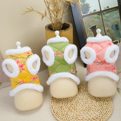 New Year Chinese Style Pet Dog Tang Suit  Warm Pet Vest Clothes Festival Small Dogs Winter Jacket Dog Costume Outfits