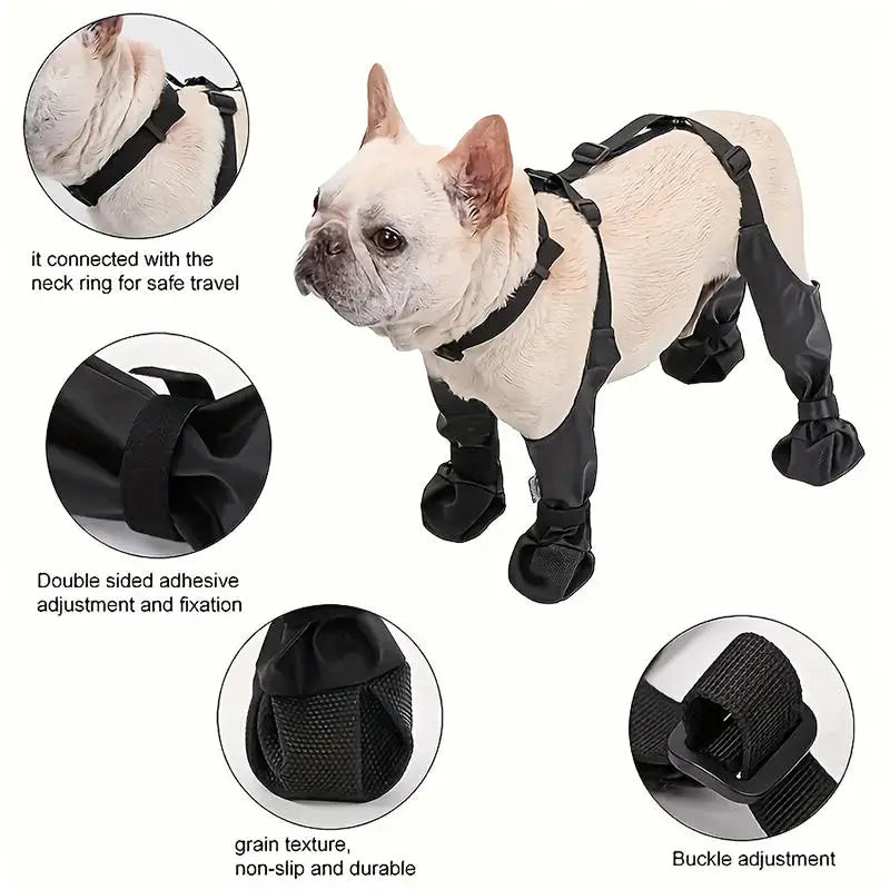 the RAINCOAT LEGGINGS - Dog Shoes, Waterproof Adjustable Dog Shoes, Anti-Slip Dog Boots, Outdoor Protective Accessories for Small and Medium Size Dogs