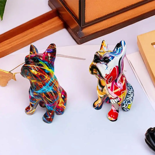 StreetMuse Frenchie Graffiti Statue™ Colorful French Bulldog Figurine | Dog Paw Clothing™