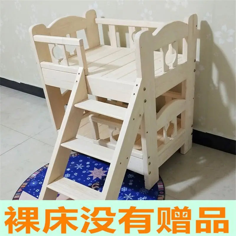 Kennel Solid Wood High and Low Bed Bunk Cat Nest Teddy Nest Dog Cot Cat Bed Dog Supplies Universal in All Seasons