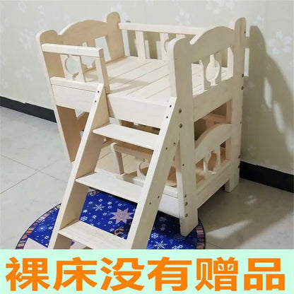 Kennel Solid Wood High and Low Bed Bunk Cat Nest Teddy Nest Dog Cot Cat Bed Dog Supplies Universal in All Seasons