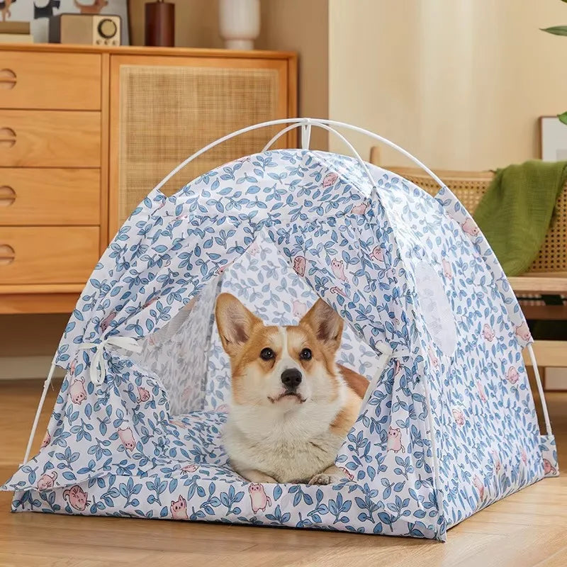 the PRETTY PET TENT - Foldable Outdoor Portable Easy Doghouse, Folding Pet Bed Cage, Pet Tent House