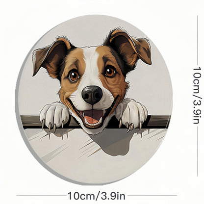 6/8pcs 2D single-sided dog pattern heat resistant non-slip round wooden coaster perfect family afternoon tea coffee shop Gifts