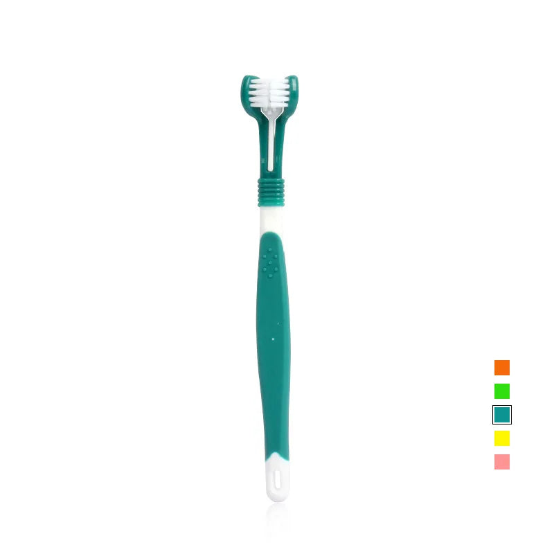 Three Sided Pet Toothbrush Three-Head Multi-angle Toothbrush Cleaning Dog Cat Brush Bad Breath Teeth Care Tool