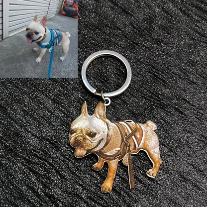 Custom Pet Portrait Keychain Engraved Cat & Dog Photos Portrait, Cute Animal Design,Customize Perfect Gift for Pet Lovers