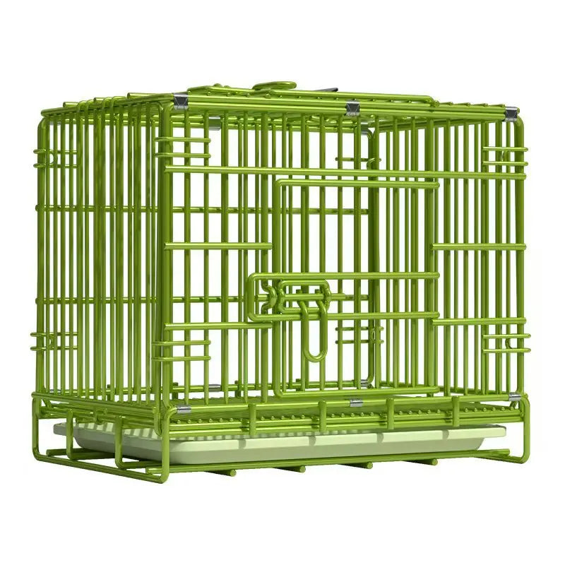t‌he GREEN MACHINE - Heavy-Duty Foldable Dog Crate with Toilet - Reinforced for Small/Medium/Large Breeds, Indoor Pet Cage with Removable Tray
