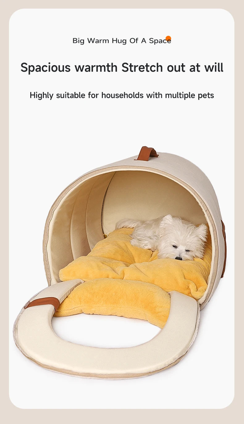 HOOPET Enclosed Dog Bed for Anxiety, Self Warming Calming Pet Tent with Removable Plush Mat, Washable Large Indoor House