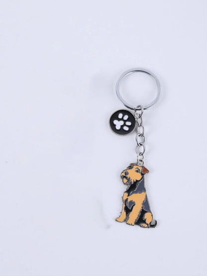 Metal Cute Dachshund Bulldog Dog keychains car key ring pet dogs heart Tag key men gift Metal Pendant best friend gifts