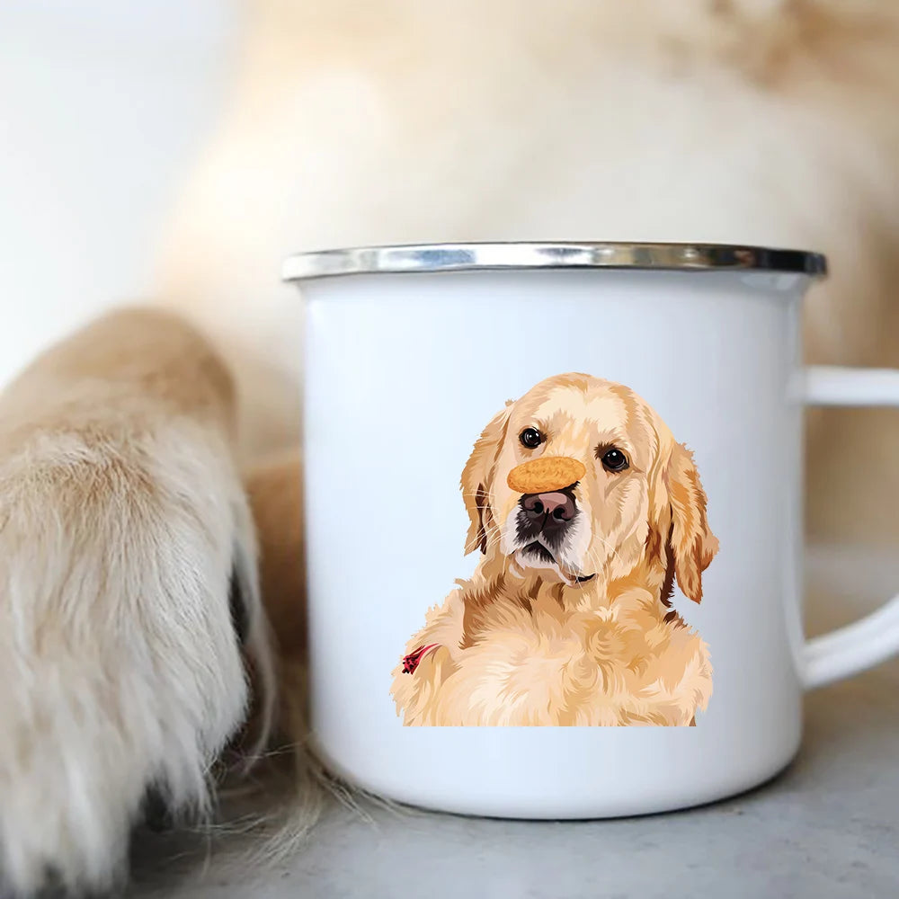 Original Mugs Coffee Cups to Sublimate Cute Dog Printed Enamel Coffee Tea Mugs Office Home Party Beer Drink Cola Cups Travel Cup