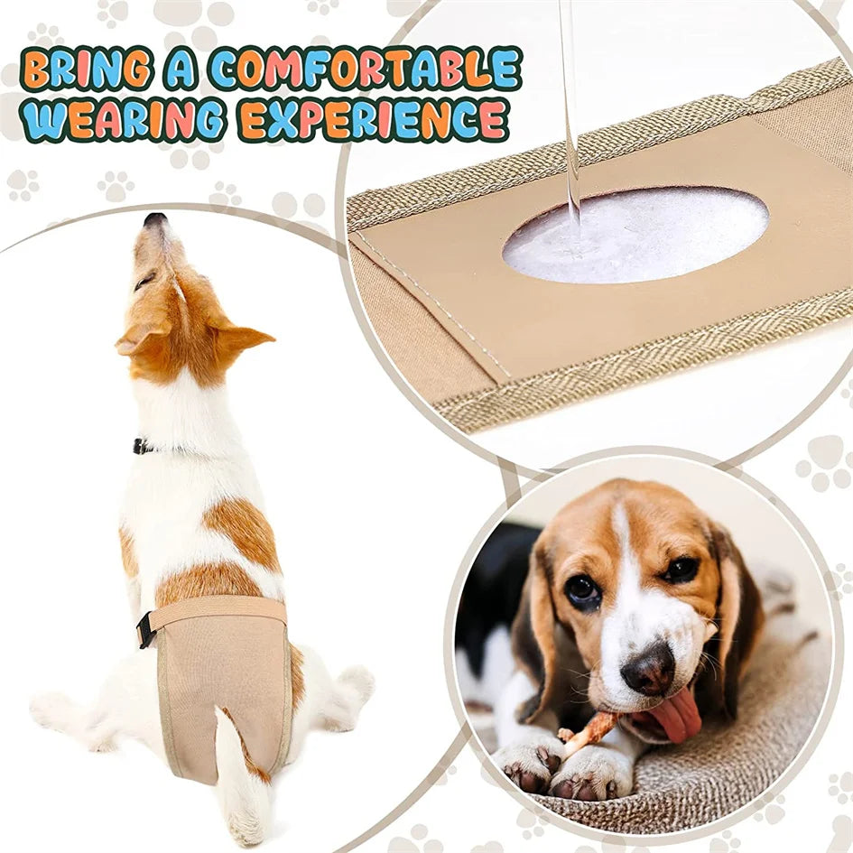 the DOGGY DIAPER - Female Dog Nappies with 8 Sanitary Pad for Bleeding, Physiological Washable Nappies, Anti-Male Dogs Harass Pants