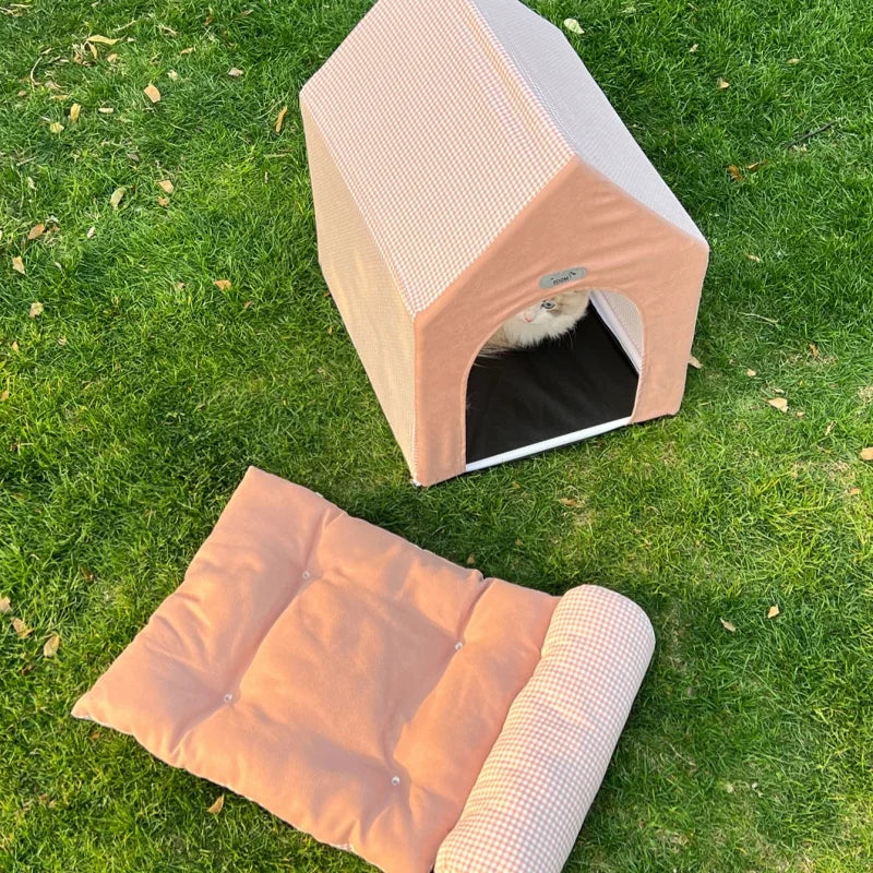 Foldable Pet House Kennel Bed For Small Medium Dogs Cats Winter Warm Cat Bed Nest Pet Products Pets Puppy Cave Sofa New Arrival