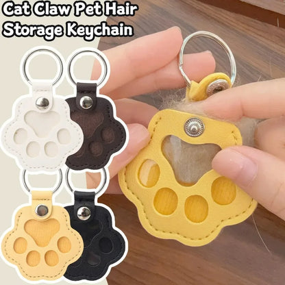 Pet Hair Memorial Keychain PU Leather Keepsake Locket for Cat Dog Fur Collection Memorial Keyring Gifts Decoration Accessories
