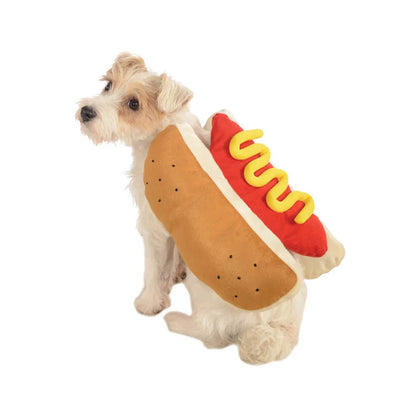 Funny Halloween Dog Costumes Hot Dog Shaped Dachshund Sausage Adjustable Clothes Pet Apparel Dressing Up Cat Party Costume Suit