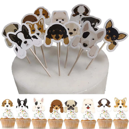 Pet Dog Cupcake Toppers Pet Dog Themed Birthday Party Supplies Dogs Face Cake Toppers Puppy Theme Birthday Party Decorations