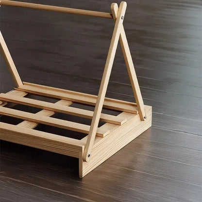 the POW-WOW PET BED - Wooden Oxford Cloth Dog Bed, Elevated Moisture-Proof Tent, Enclosed Safety House All-Season Dog Shelter with Frame Support