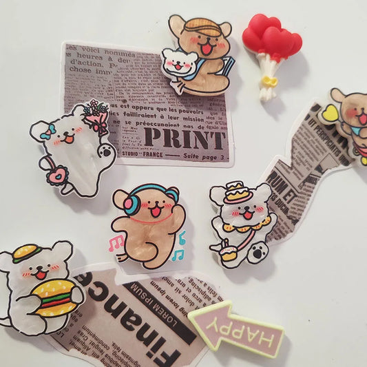 6pcs Cute Cartoon Acrylic Small Dog Refrigerator Magnets Kawaii Creative Fridge Photo Message Magnet Decorative