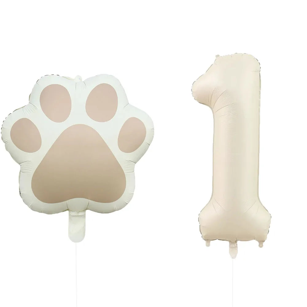 2 Pieces/Set Let us Pawty Big Dog Paws Aluminum Balloons 32 Inch Figure 1 2 3 4 Year Old Birthday Party Decoration Balloon Baby