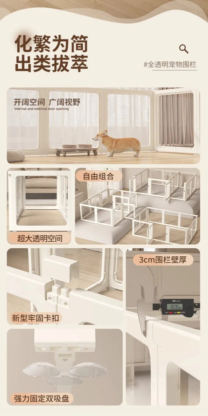 Minimalist Style Pet Supplies Pet Store Doghouse Acrylic Fence Small Pet Dog Interior Decoration Transparent Isolation Pet Bed