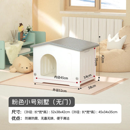 the ADORABLE ADOBE - Indoor/Outdoor Dog Villa, Winter Warm Rainproof Windproof Kennel, Small/Medium Dog Teddy/Corgi Doghouse