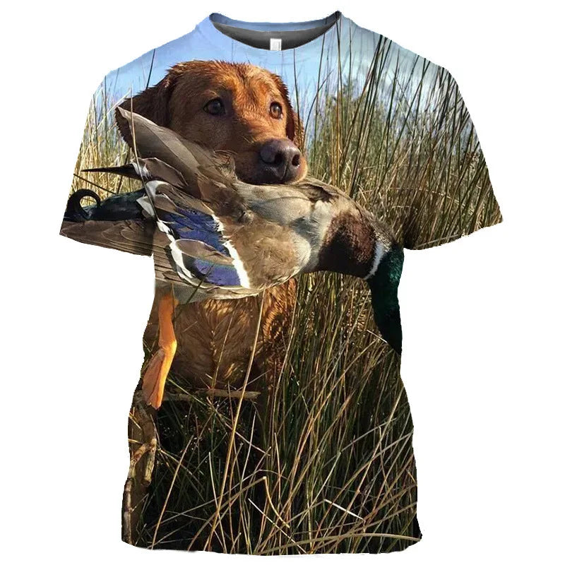 the DUCK HUNTER - Dog Camouflage Hunting T-Shirts Animal 3D Print Men Streetwear Short Sleeve T Shirt Oversized Harajuku Y2k Top Tees Man Clothing