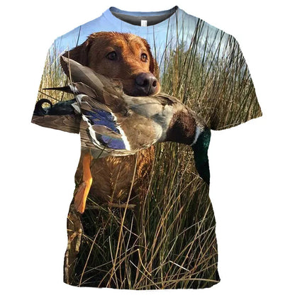 the DUCK HUNTER - Dog Camouflage Hunting T-Shirts Animal 3D Print Men Streetwear Short Sleeve T Shirt Oversized Harajuku Y2k Top Tees Man Clothing