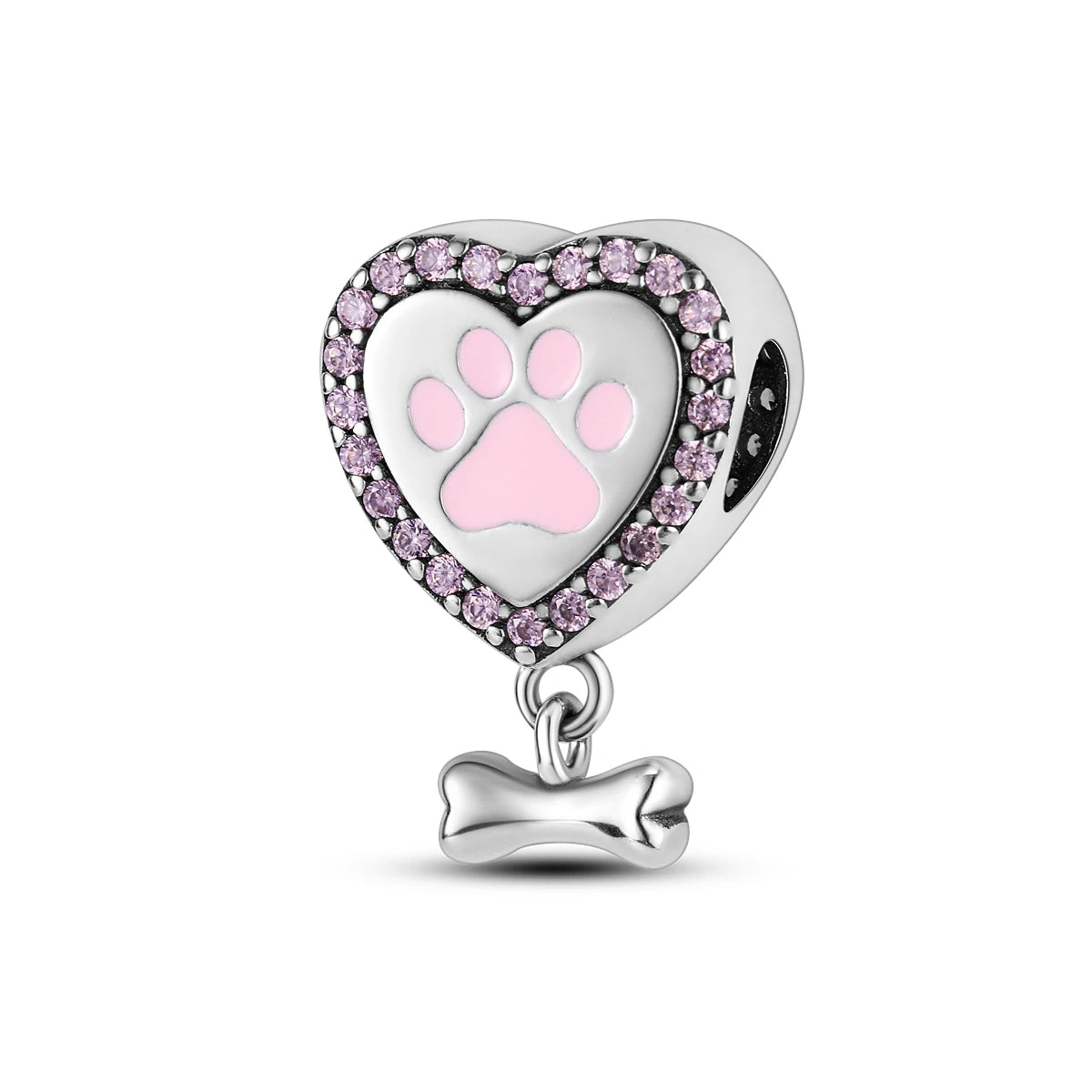 Dog Pet Charms 925 Silver Doggy Paw French Bulldog Bones Beads fit Original Bracelet DIY Fine Jewelry