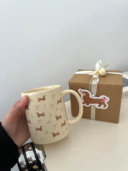 Cute Dachshund Dog Coffee Mug Funny Novelty Ceramic Tea Cup Dishwasher Microwave Safe Home Ideal Gifts for Men Women