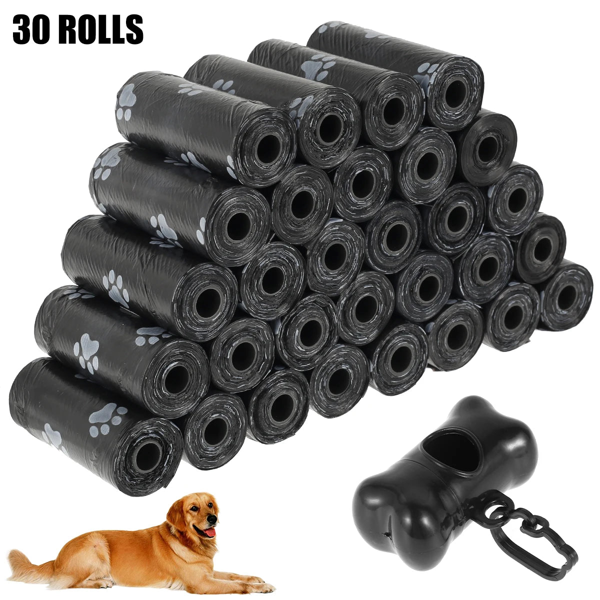 the DOG POOP BAGS - 30Roll Dog Poop Bags, Disposable Pet Waste Bags, Dog Waste Bags, Designer Pet Poop Clean Pick-Up Bone Bag Dispenser Tools