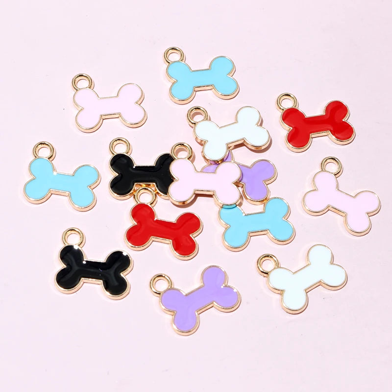 20pcs 12x13mm Enamel Bone Charms Pendant Small Cute DIY Jewelry Making Accessories for Bracelet Earrings Keychains