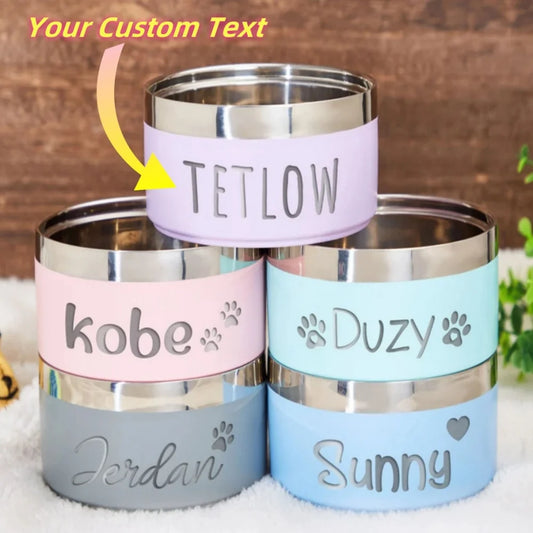 Customized Personalized 1PC Stainless Steel Round Dog Food Bowl Thickened Anti-fall Pet Rice Bowl Feeding Pet Supplies Wholesale