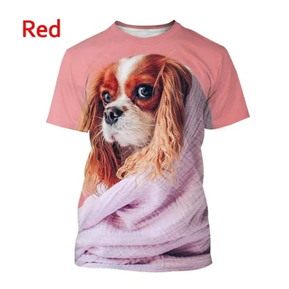 the COOL CAVALIER - Beautiful Cavalier Dog 3D Printed T-Shirt, King Charles Spaniel Fashion, Men/Women's Personality Hip Hop Casual T-Shirt Tees Tops