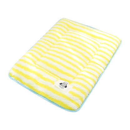 Cozy Flannel Pet Bed Mat - Soft Striped Dog Cat Bed Washable Comfortable Cushion for Small Medium Pets - Stylish Home Decor