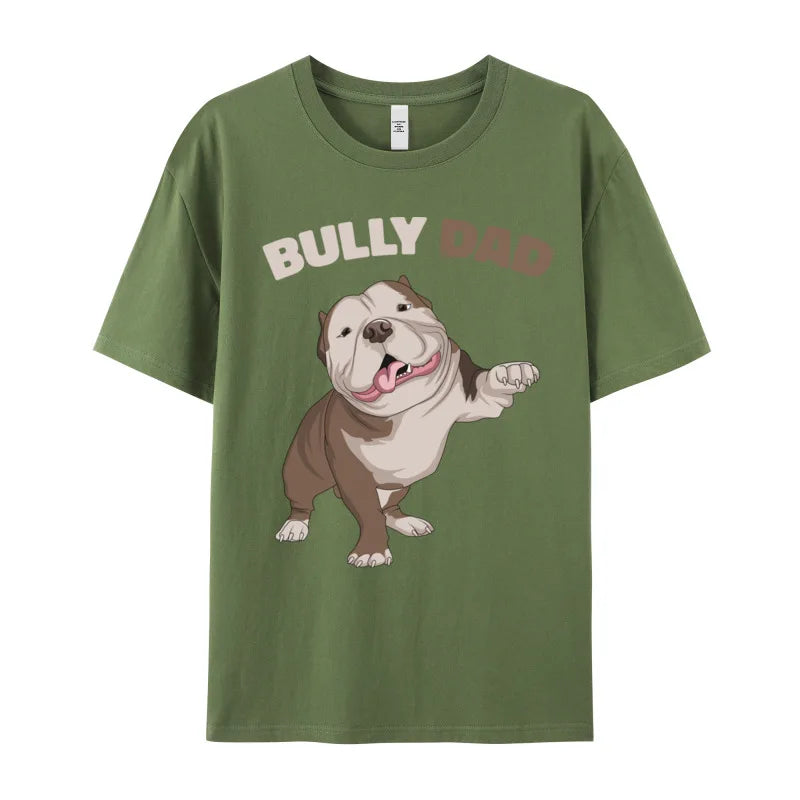 the BULLY DAD - American Bully Dad Dog Owner Gift T-Shirts, Gift Idea - Cotton Fabric Tops & Tees - Short Sleeve, Round Collar