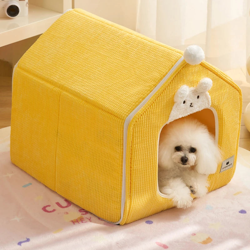 Detachable Pet House Winter Cartoon Bear Warm Cat House Suitable Small Medium Sized Dogs Cats Dog Nests and Caves Pet Supplies