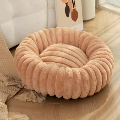 Winter Pet Kennel Round Rabbit Plush Padded Soft, Comfortable and Warm Fashion Solid Color Cat and Dog Mattress Pet Pad