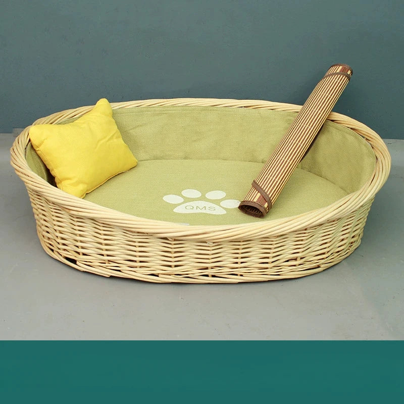 Willow Vine Weaving Dog House Summer Cool Cat Bed Four Season Universal Small Dog Pet Nest Summer Sleeping Mat Teddy Dog Bed