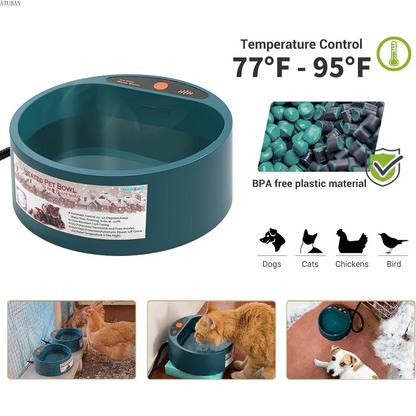 Heated Pet Bowl Intellectual Temperature Control 2.2L Heated Dog Bowl Winter Bird Bath Heater Dish Thermal Water Bowl for Dogs