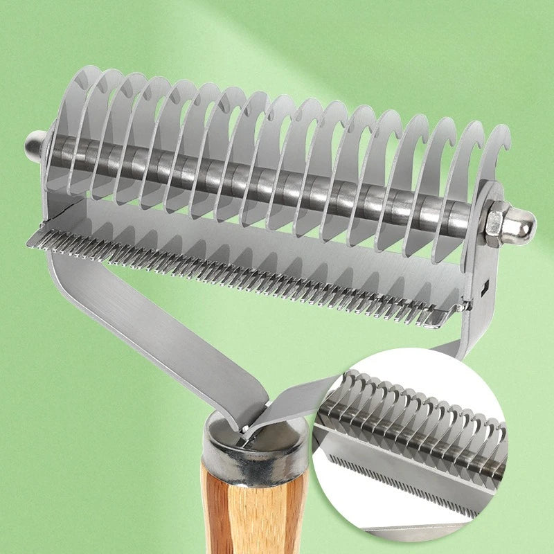 Dog Comb Knife Dog Brush Bamboo Double-sided Cat Comb Stainless Steel Pet Hair Remover Solid Wood Hair Knot Cleaning Dogs Brush