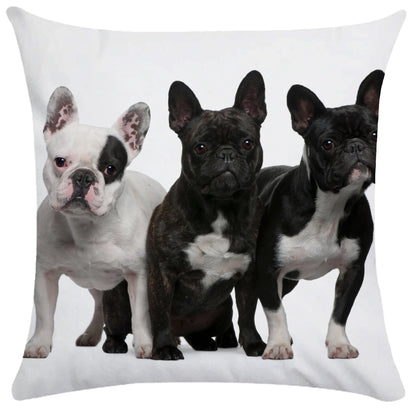 French Bulldog Dog Cushion Covers Dog Painting Pillowcase Decorative Pillow Covers Bedroom Sofa Home Decoration 45X45cm Car Seat